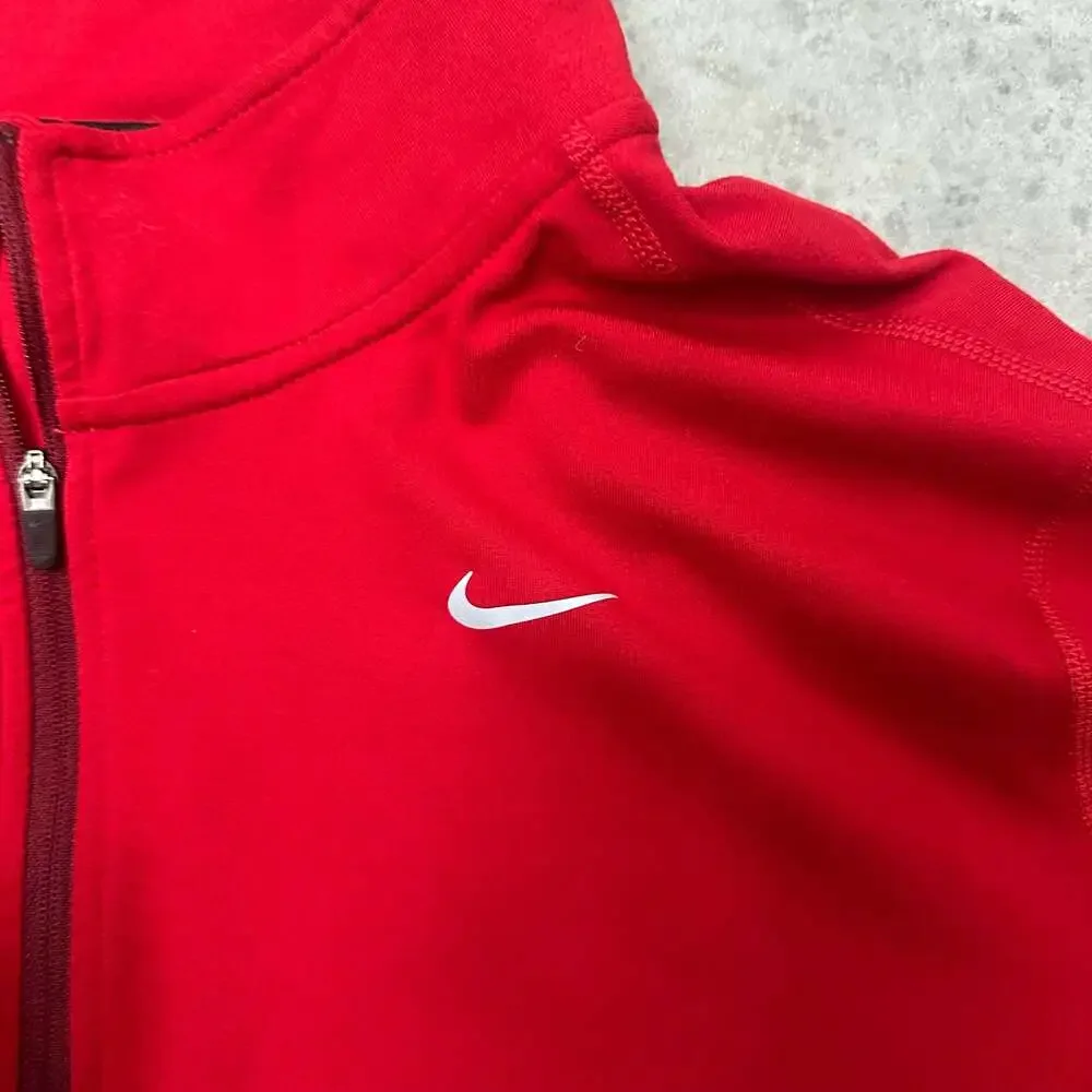 Nike Dri-FIT Running 1/4 Zip Pullover Red Long Sleeve Size XL